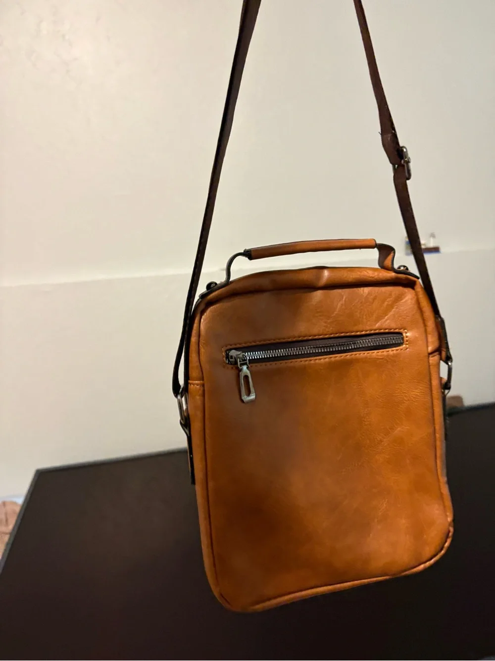 Wexner Tan Leather Crossbody Men’s Bag